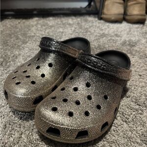 CROCS Black and Gold Clogs